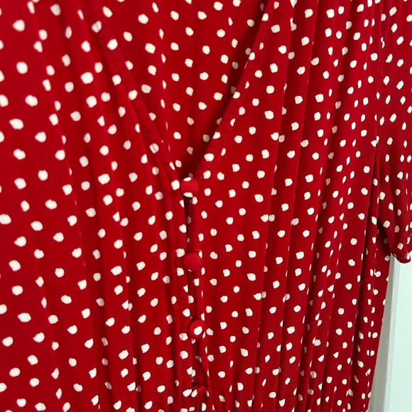 Zara Red and White Polka Dot Midi Dress - Picture 3 of 6